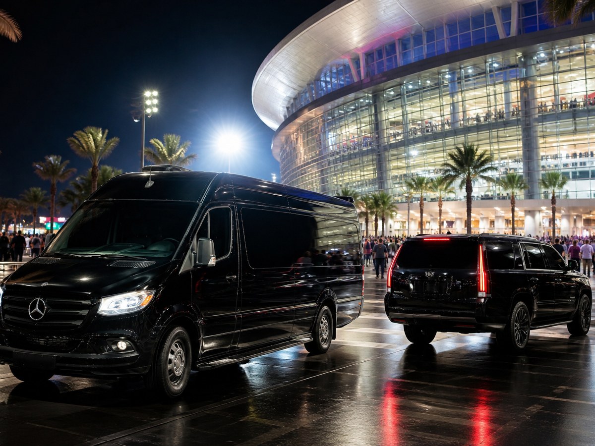 Group SUV outside a stadium on game day
